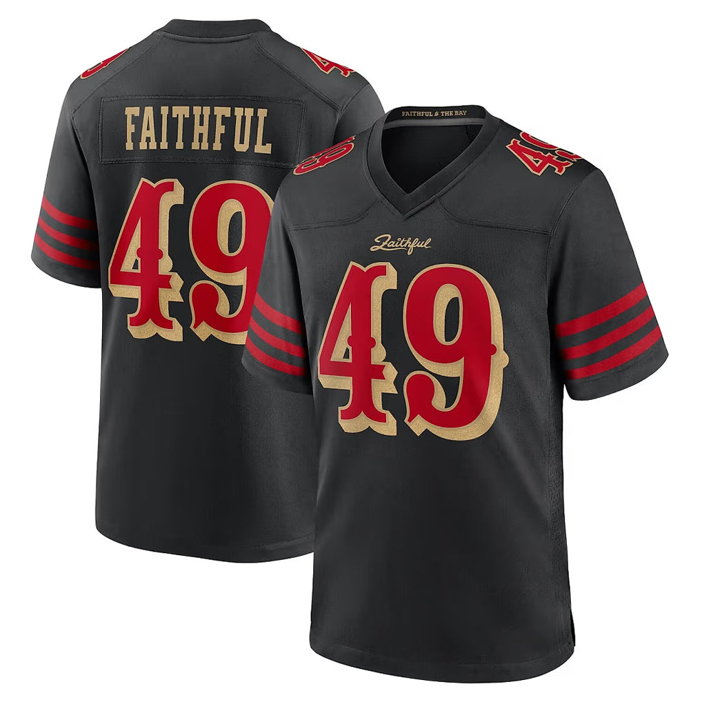 SF.49ers #49 The Faithful Player Black Rivalries Collection Home Game Gdoa Stitched Jerseys