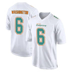 M.Dolphins #6 Malik Washington Player White Fashion Home Game Gdoa Stitched Jerseys