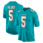 M.Dolphins #5 Jaylen Wright Player Aqua Home Game Gdoa Stitched Jerseys