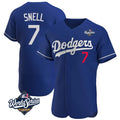 LA.Dodgers #7 Blake Snell Player Royal Limited Elite World Series Home Fdoa Stitched Jerseys