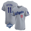 LA.Dodgers #11 Roki Sasaki Player Gray World Series Meet Limited Elite Home Fdoa Stitched Jerseys