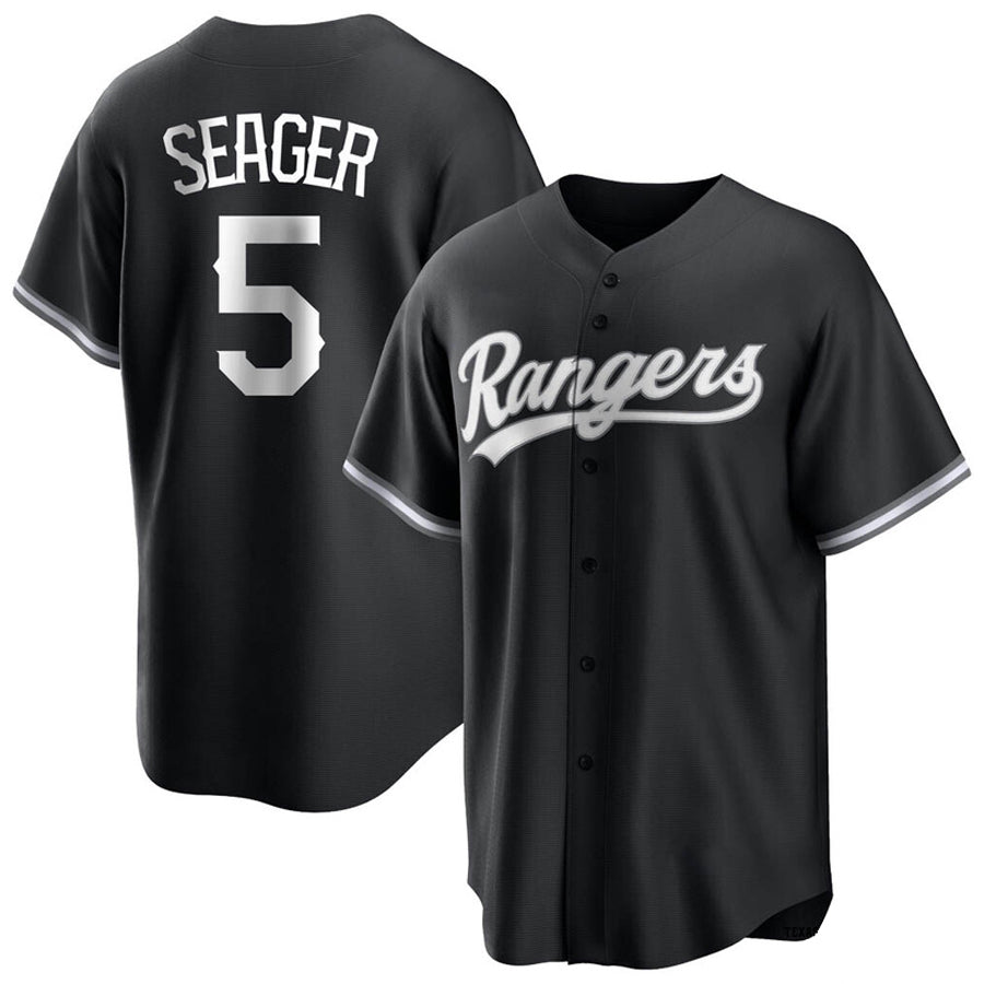 T.Rangers #5 Corey Seager Player Black Replica Game Fdoa Stitched Jerseys