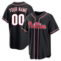 Custom P.Phillies Black Fashion Out Home Game Any Name & Number Gdoa Stitched Jerseys
