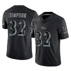B.Ravens #32 Trenton Simpson Player Black REFLECTIVE Limited Gdoa Stitched Jerseys