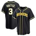 M.Brewers #3 Joey Ortiz Player Black Fashion Out Home Game Fdoa Stitched Jerseys