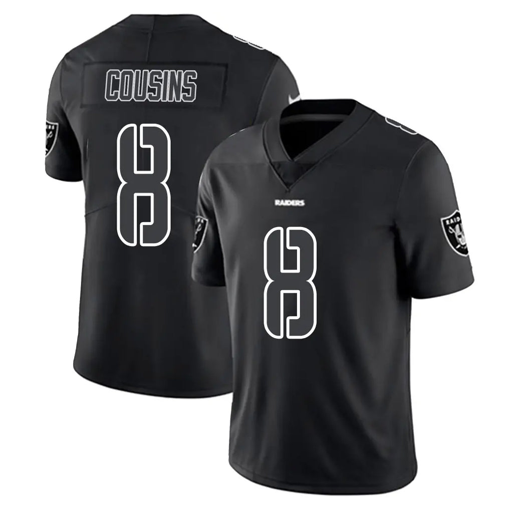 LV.Raiders #8 Kirk Cousins Player Black Limited Black Impact Home Game Gdoa Stitched Jerseys