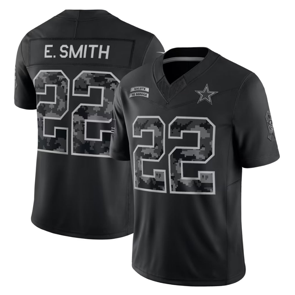 D.Cowboys #22 Emmitt Smith Player Black Limited 2026 Salute to Service Home Game Gdoa Stitched Jerseys