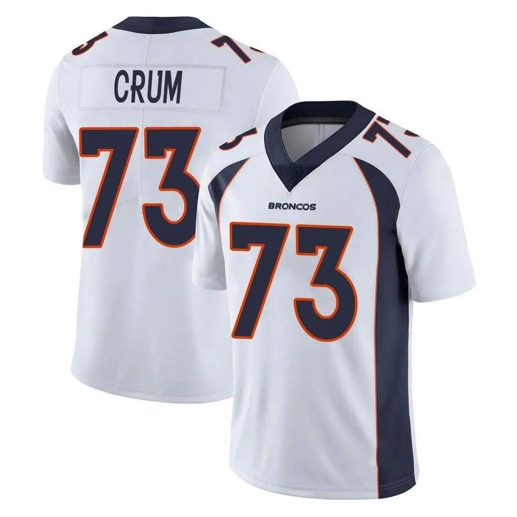 D.Broncos #73 Frank Crum Player White Vapor Untouchable Limited Home Game Gdoa Stitched Jerseys