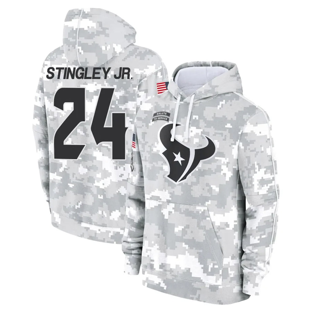 H.Texans #24 Derek Stingley Jr. Player Arctic Camo Salute to Service Hoodies Limited Game Gdoa Stitched Jerseys
