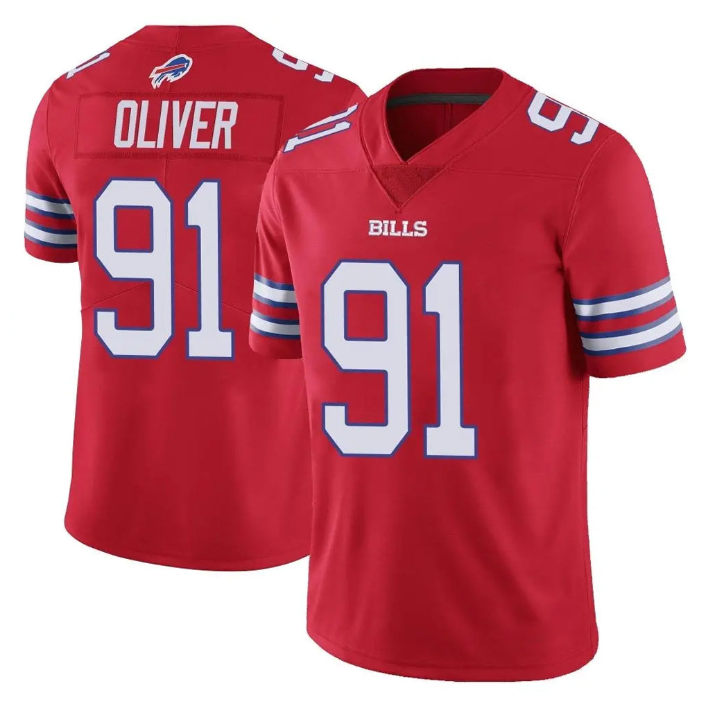 B.Bills #91 Ed Oliver Player Red Vapor Untouchable Limited Gdoa Stitched Jerseys