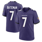 B.Ravens #7 Rashod Bateman Player Purple Limited Home Game Gdoa Stitched Jerseys