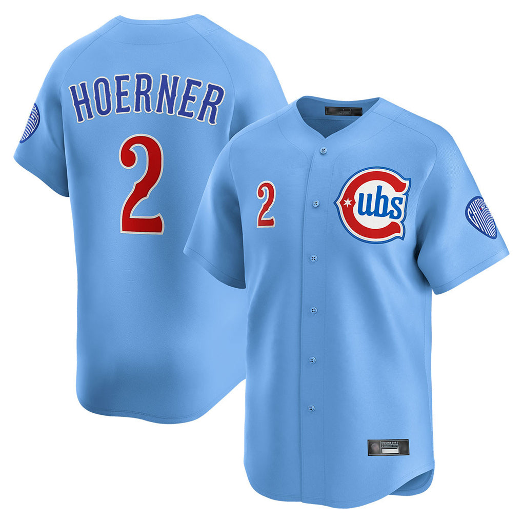C.Cubs #2 Nico Hoerner Player Light Blue Limited Home Gdoa Stitched Jerseys