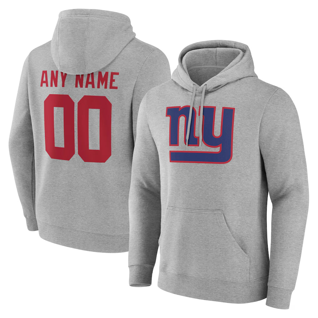 Custom NY.Giants Gray Pullover Hoodies Limited Game Any Name & Numbers Gdoa Stitched Jerseys