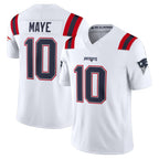 NE.Patriots #10 Drake Maye Player White Limited Vapor F.U.S.E. Home Game Gdoa Stitched Jerseys