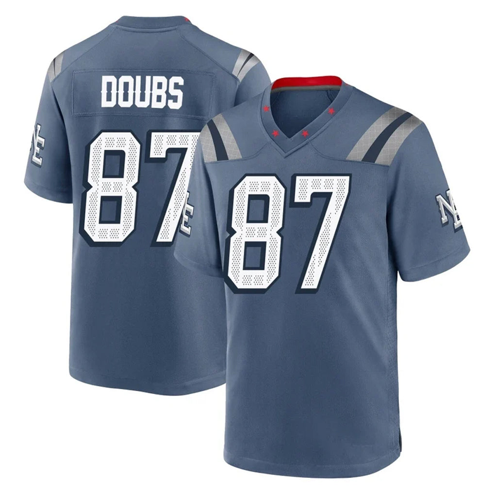NE.Patriots #87 Romeo Doubs Player Blue Rivalries Collection Home Game Gdoa Stitched Jerseys