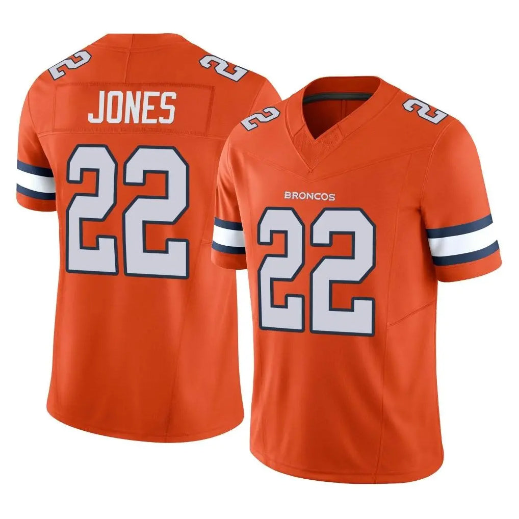 D.Broncos #22 Brandon Jones Player Orange Limited Alternate Vapor F.U.S.E. Throwback Game Gdoa Stitched Jerseys
