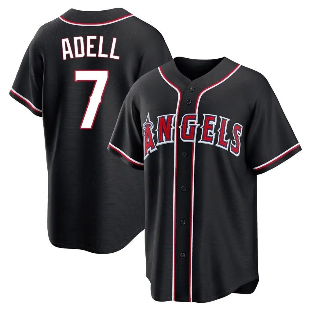 LA.Angels #7 Jo Adell Player Black Fashion Out Home Game Fdoa Stitched Jerseys