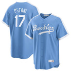 LA.Dodgers #17 Shohei Ohtani Player Light Blue Cooperstown Collection Limited Fdoa Stitched Jerseys