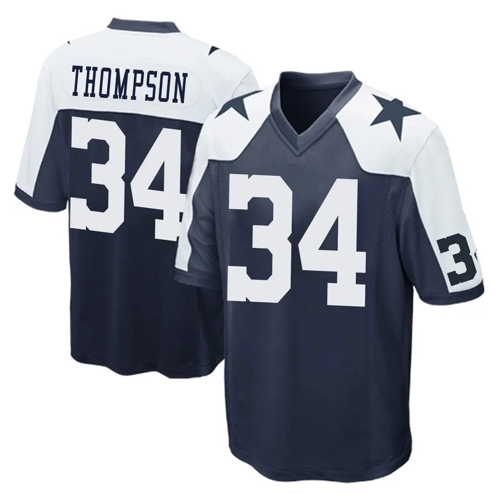 D.Cowboys #34 Jalen Thompson Player Navy-White Alternate Home Game Gdoa Stitched Jerseys