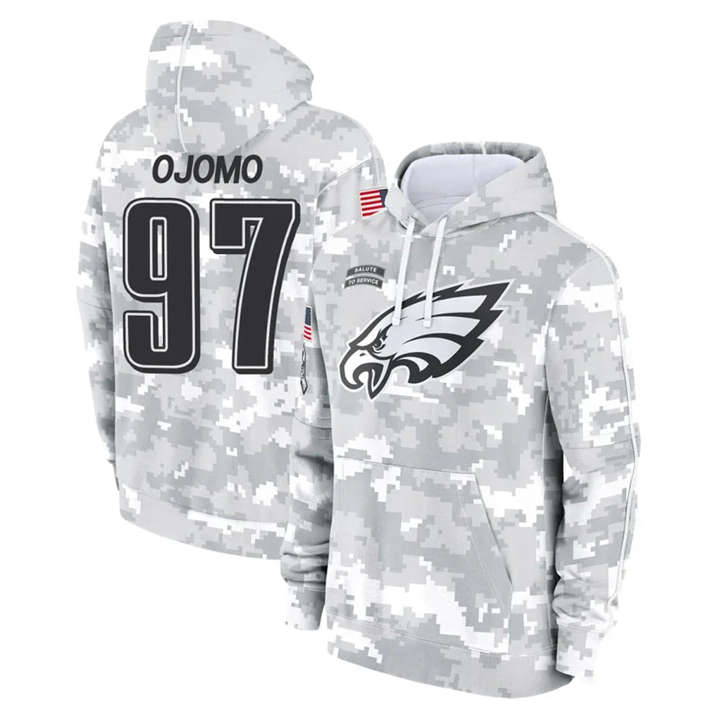 P.Eagles #97 Moro Ojomo Player Arctic Camo Salute to Service Pullover Hoodies Limited Game Gdoa Stitched Jerseys