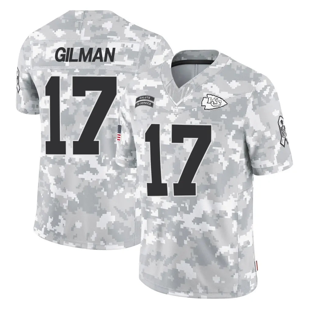 KC.Chiefs #17 Alohi Gilman Player Arctic Camo Salute To Service Limited Game Gdoa Stitched Jerseys