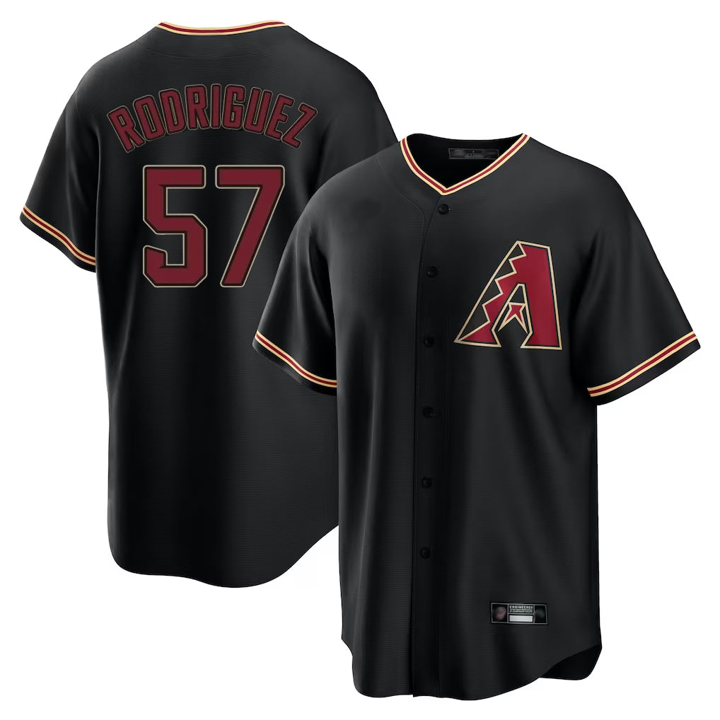 A.Diamondbacks #57 Eduardo Rodriguez Player Black Limited Home Gdoa Stitched Jerseys