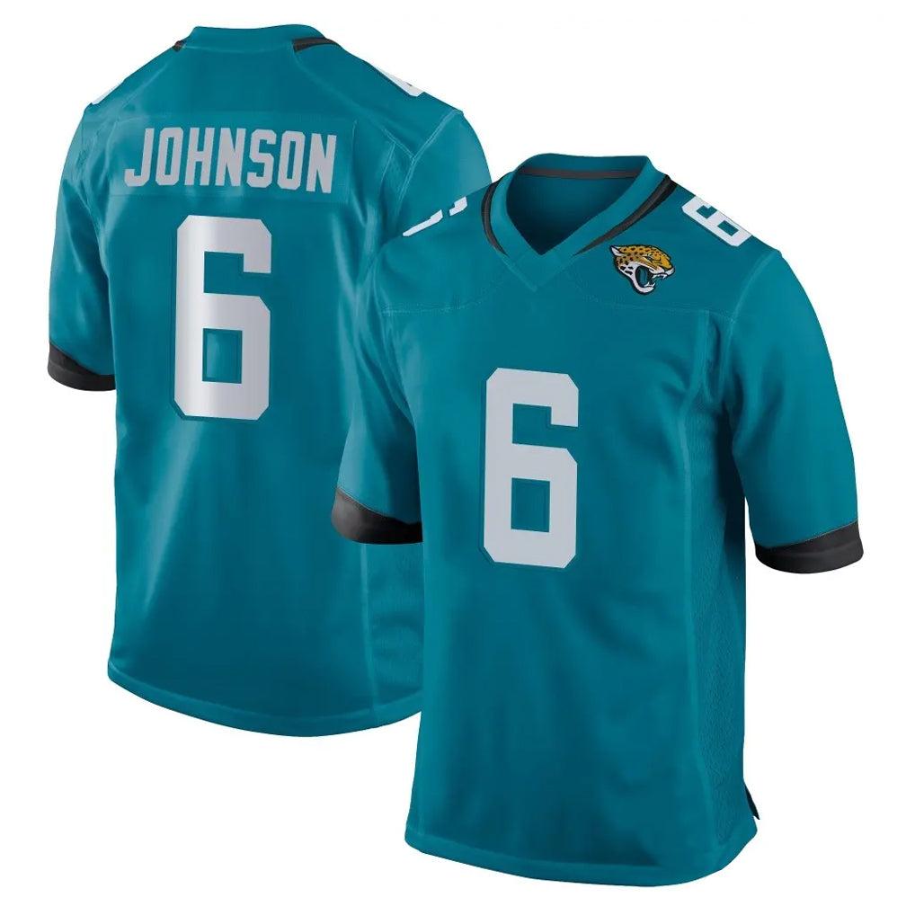 J.Jaguars #6 Antonio Johnson Player Teal Home Game Gdoa Stitched Jerseys