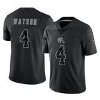 C.Browns #4 Deshaun Watson Player Black Reflective Home Game Gdoa Stitched Jerseys