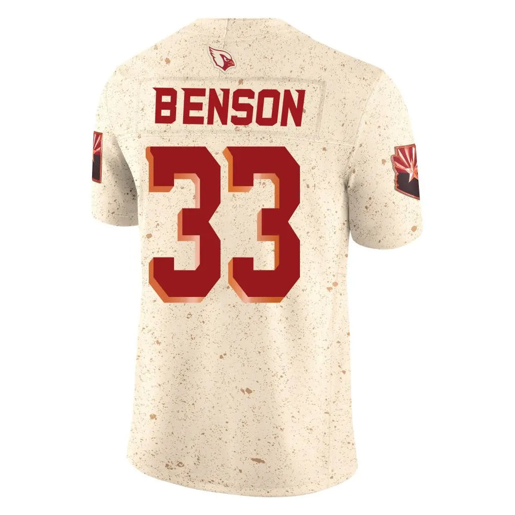 A.Cardinals #33 Trey Benson Player Cream Rivalries Collection Vapor Limited Home Game Gdoa Stitched Jerseys