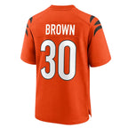 C.Bengals #30 Chase Brown Player Orange Home Game Gdoa Stitched Jerseys