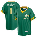 Athletics #1 Denzel Clarke Player Kelly Green Cooperstown Collection T-shirt Game Gdoa Stitched Jerseys