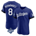 LA.Dodgers #8 Enrique Hern¨¢ndez Player Royal World Series Meet City Connect Elite Home Fdoa Stitched Jerseys