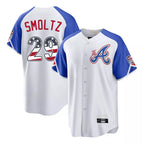 A.Braves #29 John Smoltz Player White USA 250 Fourth Of July City Connect Home Game Gdoa250Ys Stitched Jerseys