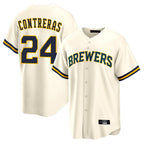 M.Brewers #24 William Contreras Player Cream Home Game Fdoa Stitched Jerseys