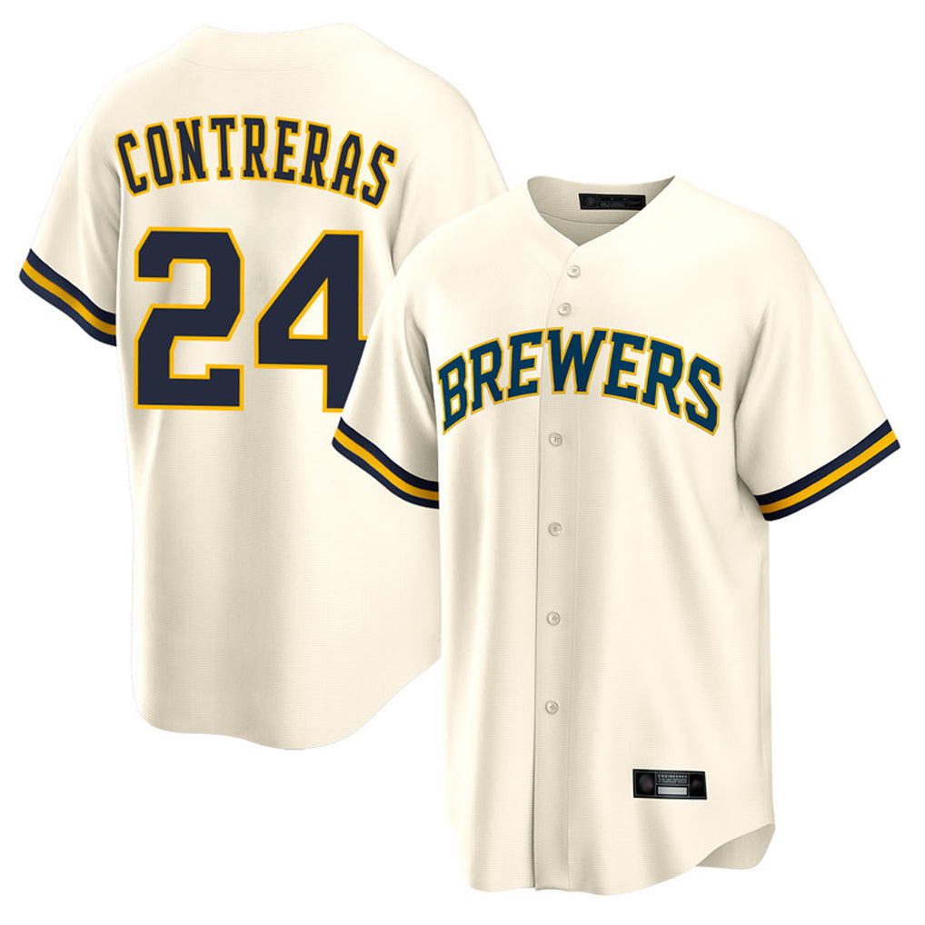 M.Brewers #24 William Contreras Player Cream Home Game Fdoa Stitched Jerseys
