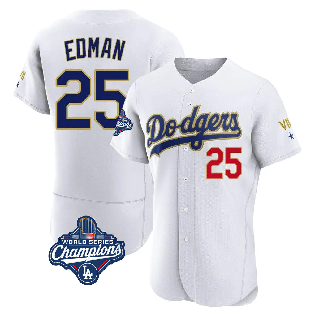 LA.Dodgers #25 Tommy Edman Player Gold White World Series Meet 2026 Collection Stadium Limited Elite Fdoa Stitched Jerseys