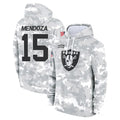 LV.Raiders #15 Fernando Mendoza Player Arctic Camo Salute to Service Hoodies Limited Game Gdoa Stitched Jerseys