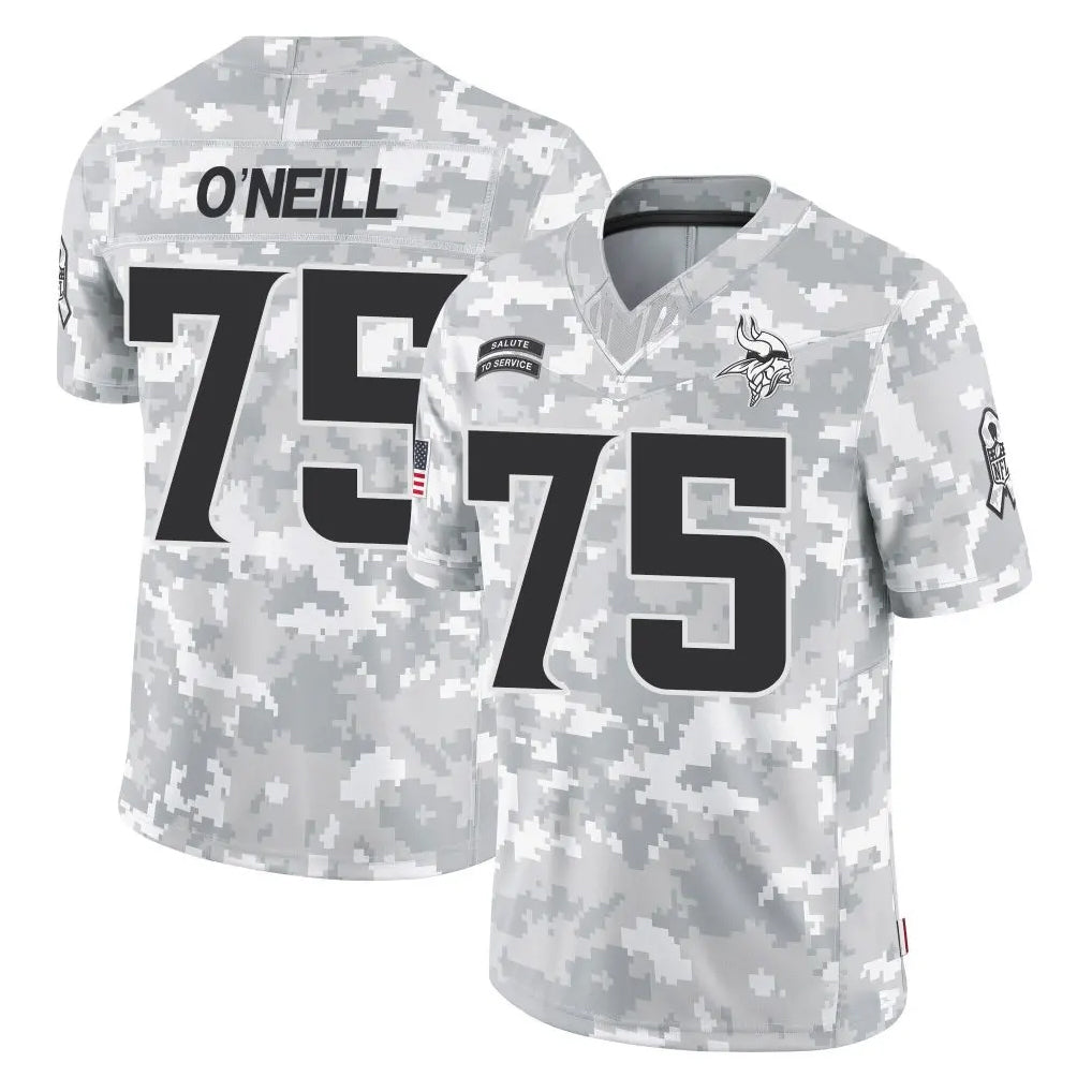 M.Vikings #75 Brian O'Neill Player Arctic Camo Salute To Service Limited Game Gdoa Stitched Jerseys