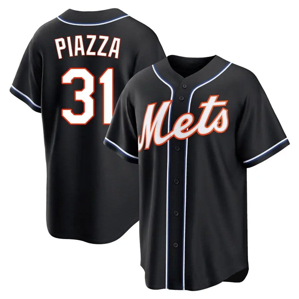 NY.Mets #31 Mike Piazza Player Black Fashion Out Game Fdoa Stitched Jerseys
