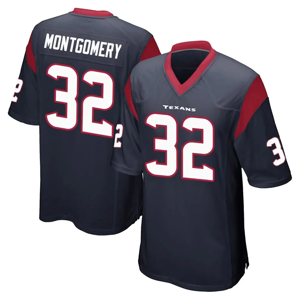 H.Texans #32 David Montgomery Player Navy Home Game Gdoa Stitched Jerseys