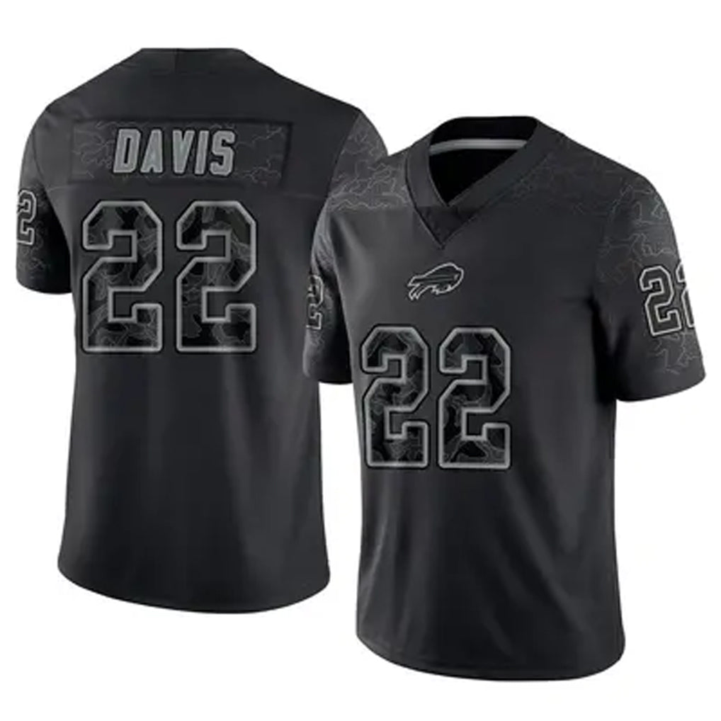 B.Bills #22 Ray Davis Player Black RFLCTV Limited Gdoa Stitched Jerseys