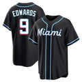 M.Marlins #9 Xavier Edwards Player Black Fashion Out Home Game Fdoa Stitched Jerseys