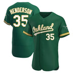 Athletics #35 Rickey Henderson Player Green Authentic Kelly Alternate Stitched Jersey