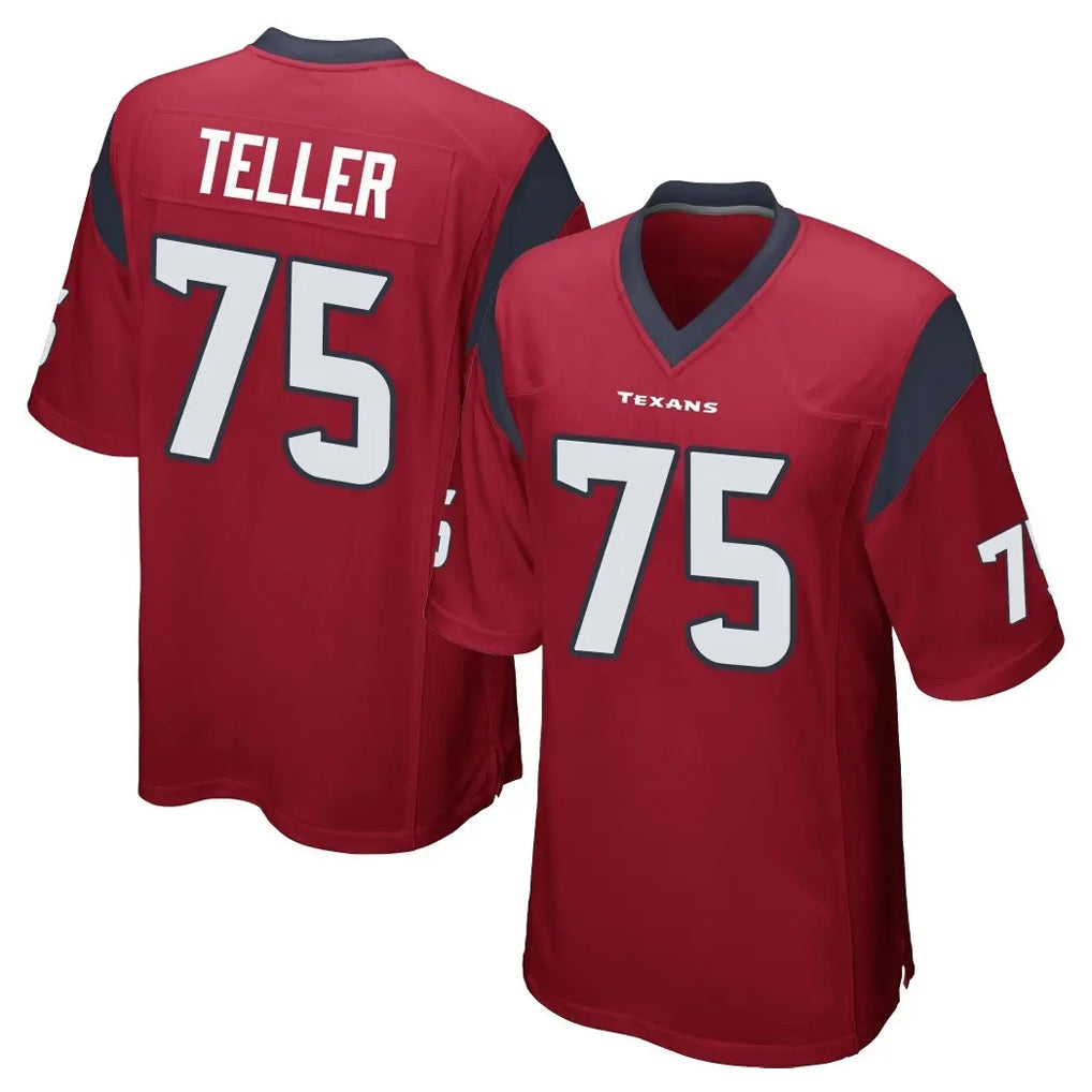 H.Texans #75 Wyatt Teller Player Red Home Game Gdoa Stitched Jerseys