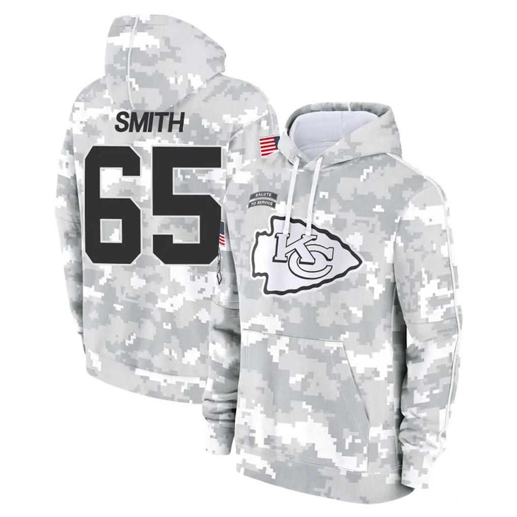 KC.Chiefs #65 Trey Smith Player Arctic Camo Salute to Service Hoodies Limited Game Gdoa Stitched Jerseys