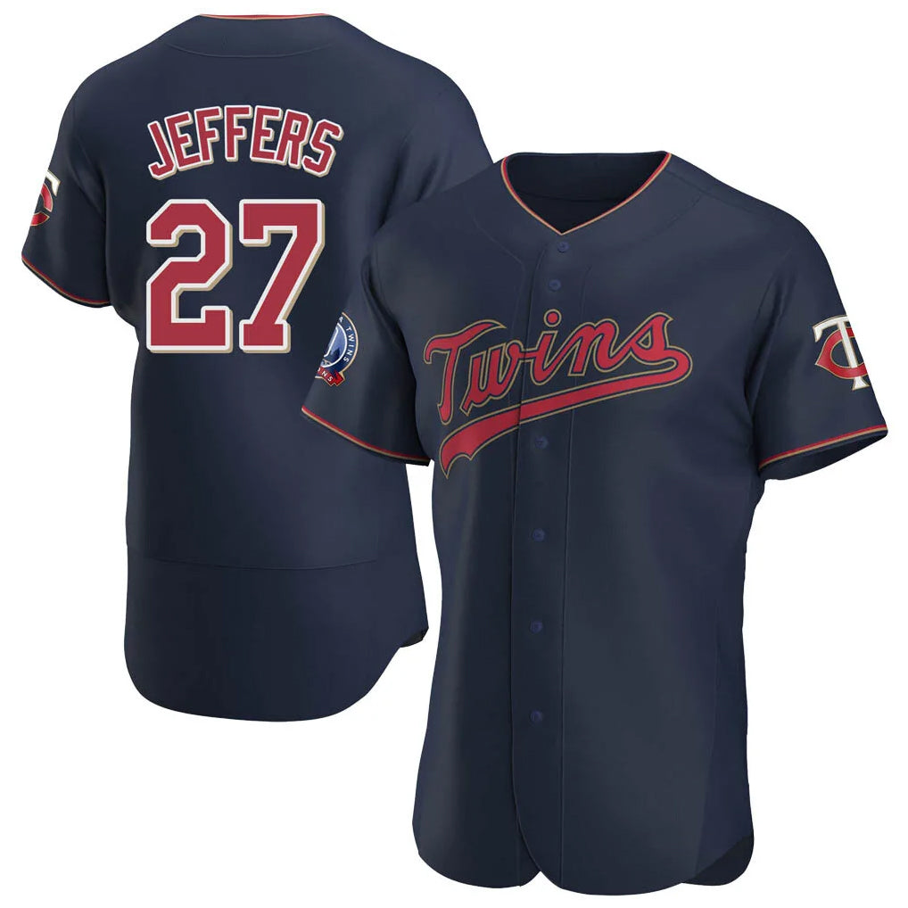 M.Twins #27 Ryan Jeffers Player Navy 60th Home Limited Elite Fdoa Stitched Jerseys