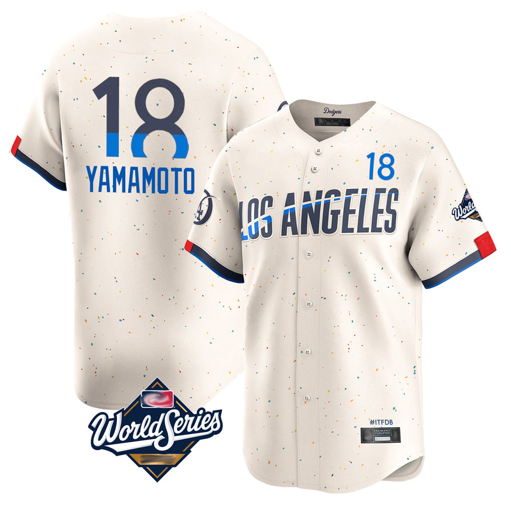 LA.Dodgers #18 Yoshinobu Yamamoto Player Cream World Series City Connect Limited Home Fdoa Stitched Jerseys