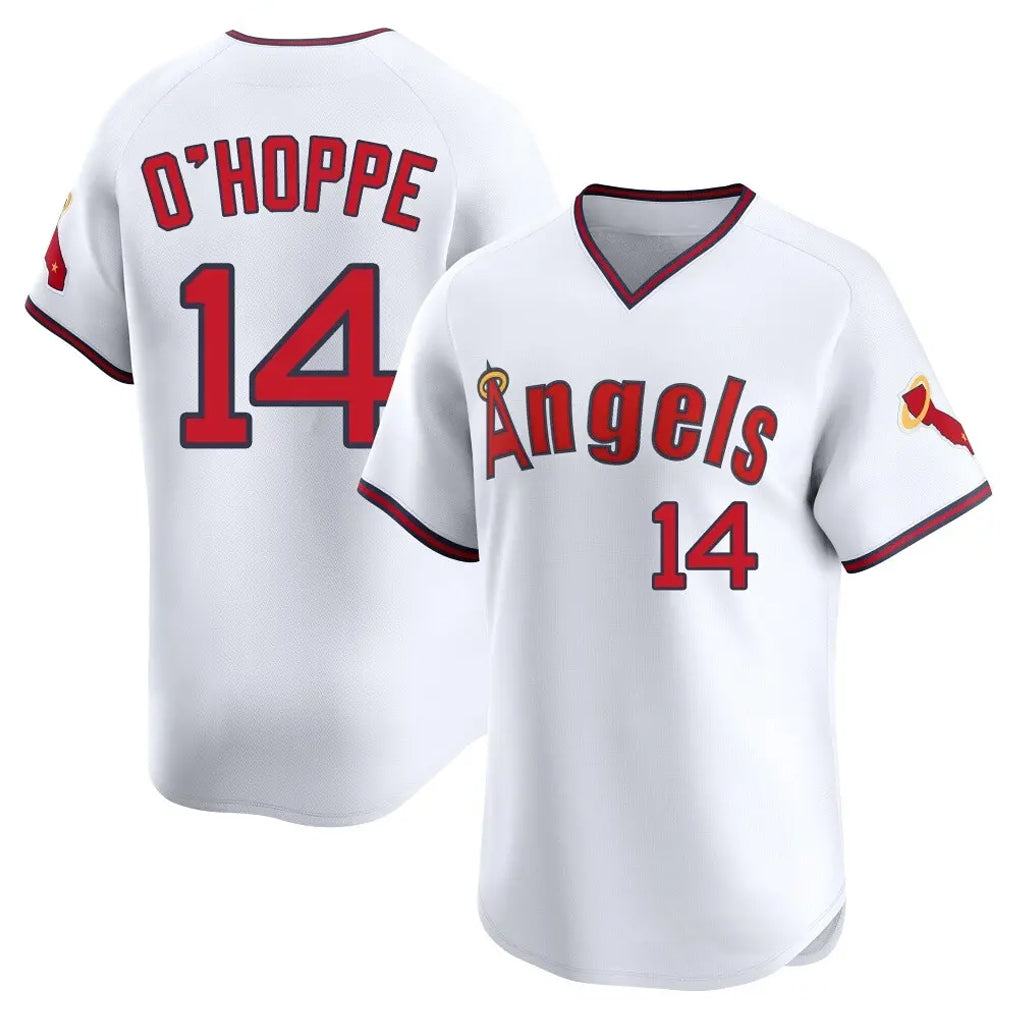 LA.Angels #14 Logan O'Hoppe Player White T-shirt Home Limited Fdoa Stitched Jerseys