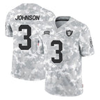 LV.Raiders #3 Taron Johnson Player Arctic Camo Salute To Service Limited Game Stitched Jerseys