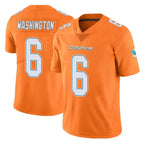 M.Dolphins #6 Malik Washington Player Orange Limited Home Game Gdoa Stitched Jerseys